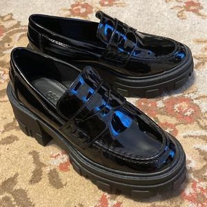 ASOS lug sole loafer black patent leather look